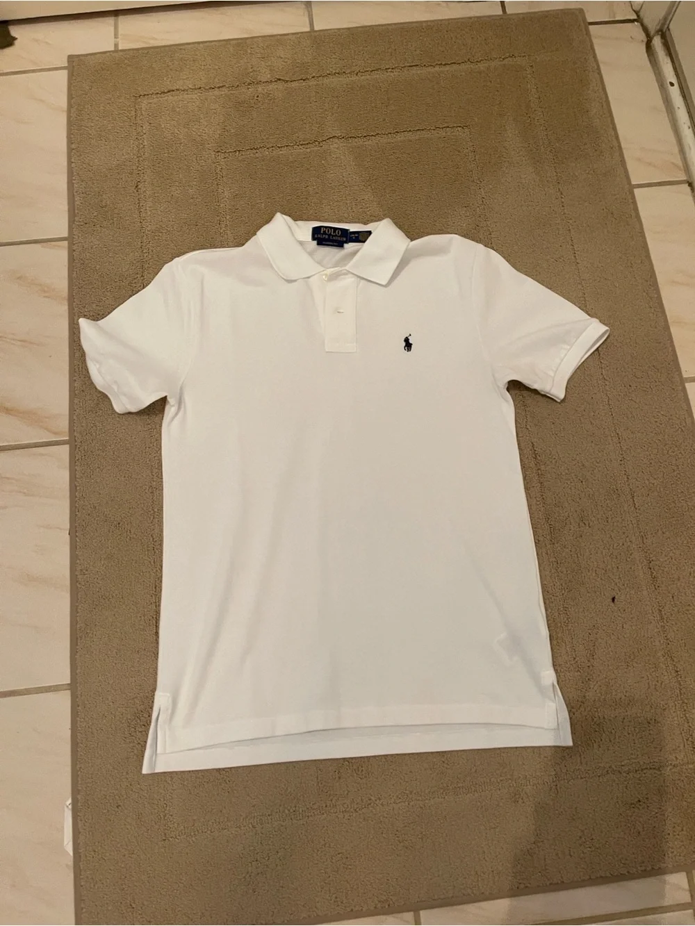 Polo by Ralph Lauren White Short-Sleeve Cotton Polo with Navy Pony